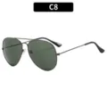 Men's Classic Metal Aviator Sunglasses Double Bridge Green Lens Driving Eyewear C8 - C8-Gunmetal Frame Dark Green Lens