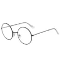 Classic vintage round metal frame glasses for men and women, stylish retro eyewear style. - C12 - Black Frame, Transparent Lenses