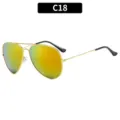 Classic mens double bridge pilot sunglasses metal frame colorful reflective lenses C18 - C18-Gold Frame Red Mercury Lens