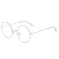 Classic vintage round metal frame glasses with clear lenses for men fashion accessory. - C14 Silver Frame Transparent Lenses