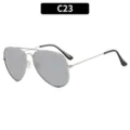 Men's classic metal frame double bridge aviator sunglasses with UV grey lenses style C23 - C23-Silver Frame White Mercury Lens