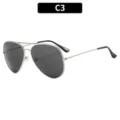 Men metal aviator sunglasses C3 grey lens retro pilot driving stylish sun glasses - Silver Frame Gray Lens