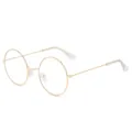 Gold metal round frame clear lens glasses fashion retro eyewear minimalist casual optical glasses - C13 Gold Frame Transparent Lenses