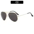 Classic double bridge metal aviator sunglasses for men, stylish UV protection eyewear. - C2-Gold Frame Gray Lens
