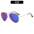 Men's classic pilot sunglasses with double bridge and UV protection gradient lenses for driving. - C22-Silver Frame Ice Blue Lens