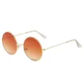 Retro round metal sunglasses with gradient orange lenses, perfect for men fashion style. - C10-Gold Frame Gradient Brown Lens