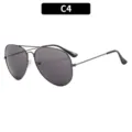 Classic double bridge metal frame men's sunglasses with dark gray UV protection lenses. - C4-Gunmetal Frame Gray Lens