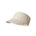 Nahaufnahme Detail der beige Leinenoptik flache Reiterkappe, atmungsaktiver Sommerschirm. - M (56-58cm) / Gebrochenes Weiß
