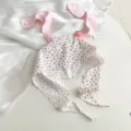 Cute floral bunny ear headscarf hat for women, sweet ribbon cap, perfect for summer. - One Size / White