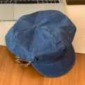 Japanische Retro Jeans Beret Mütze Damen Sommer atmungsaktiv Kette Achtseck Maler Kappe - Keine Rückgabe möglich (56-58 cm) / Blau