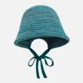 Bunt gewebter Strohhut mit Bindebändern, modischer Sonnenschutz Fischerhut für den Sommer. - M (56-58cm) / Blaugrün