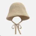 Woven bucket hat for women spring summer Japanese style sun protection beige sun hat ribbon tie - M (56-58cm) / Khaki