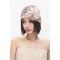 Sommer hohle Häkel Cloche Mütze für Damen, elegante Blumen Netzstrick Kappe Sommerbeanie. - M (56-58cm) / Rosa Orange