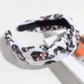 Fashionable black and white skull pattern knotted headband for Halloween party and daily wear. - Skeleton White