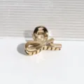 Nahaufnahme des eleganten goldenen Metall-Haarklammerdetails mit glänzender Oberfläche. - Kreuz Orangegold