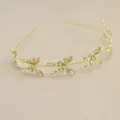 Gouden metalen haarband met strass, blad en vlinder haaraccessoire voor dames dagelijks. - Strass Vlinder Goud
