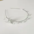Cintillo de metal plateado estilo coreano con perlas y lindo mariposa para uso diario - Mariposa de Ojo de Gato Plateada