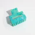 Detailed close-up of the small blue marbled hair claw clip, highlighting its unique texture. - Square / 4cm Size / Blue-Green Gradient