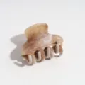 Close-up detail of the brown marbled hair claw clip, compact 4cm size with elegant glossy finish. - Solid Semicircle Clip / 4.5cm Size / Tan