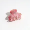 Small 4cm marbled hair claw clip pink resin cute hair accessory for half hairstyles. - Solid Semicircle Clip / 4.5cm Size / Pink and Green