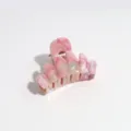 Small marble hair claw clip pink green 4cm cute sweet half up hair accessory for women daily wear - Hollow Semicircle Clip / 4.5cm Size / Pink and Green