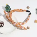 Bandeau en tissu imprimé Père Noël de Noël avec design de nœud torsadé, accessoire festif. - Kaki Père Noël