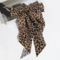 Leopard print bow hair clip vintage fashion spring clip elegant hair accessory for women - Leopard Print Streamer Hair Clip
