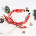 Serre-tête rouge de Noël avec nœud, imprimé père Noël et flocons, accessoire de cheveux festif. - Rouge Cadeau Père Noël