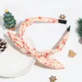 Serre-tete noeud Noel impression pere noel flocon tissu bandeau festif vue de detail - Père Noël Beige