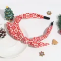 Bandeau de cheveux nœud rouge et blanc carreaux flocon de neige accessoire de fête - Flocon de Neige à Carreaux Rouge et Blanc