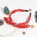 Serre-tête nœud de Noël en tissu rouge avec impression flocon de neige accessoire festif cheveux - Rouge Étoile Flocon de Neige