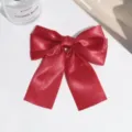 Red satin bow hair clip elegant ribbon hairpin vintage hair accessories for women chic. - Burgundy