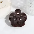 Belle pince à cheveux fleur en velours à carreaux marron, accessoire élégant pour femmes. - Brun Foncé Ajouré