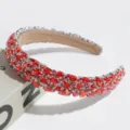Baroque red rhinestone headband luxury crystal hair hoop shiny banquet hair accessory - Red