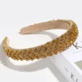 Serre-tête strass de luxe doré brillante cristal rembourré accessoire cheveux de fête - Strass Jaune