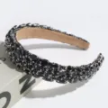 Baroque black crystal rhinestone headband luxury party hair hoop elegant women headpiece - Black