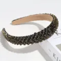 Vue détaillée serre-tête strass noir de luxe, accessoire cheveux cristal scintillant. - Strass Noirs