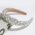 Baroque crystal headband for women, luxury sparkling rhinestone hair accessories for party. - White
