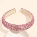 Serre-tête rembourré en strass rose étincelant pour femme, accessoire de cheveux de luxe. - 2.0cm / Rose Entièrement Sertie de Strass