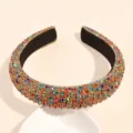 Serre-tete rembourre en strass multicolores de luxe, cerceau de cheveux brillant pour femme fete. - 2.0cm / Pavé Coloré