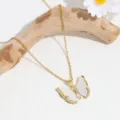Elegant gold butterfly pendant necklace with sparkly rhinestones for women charm daily wear. - Shell Butterfly