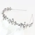 Diadema Hojas Estrás Plateada Elegante Banda Pelo Cristal Accesorio Moda Diario - Hoja de Strass Plateado