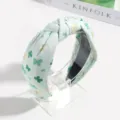 Grüner Klee Druckknoten Haarreif, frischer Stil Stoff Haarschmuck für Damen Mode. - High-Top-Stil / Hellcyanfarbenes Kleeblatt