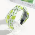 Grüner Klee bedruckter Knoten Haarreif, frischer Stil Haaraccessoire für Frauen und Mädchen. - High-Top-Stil / Gelber Klee
