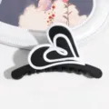 Elegante molletta per capelli a cuore nero e bianco opaco accessorio capelli donna - Stile Cuore / Nero