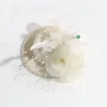 French vintage mesh feather hat hairpin elegant party hair accessory for women white - Feather Flower Style / Off White