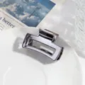 Zilverkleurige metalen geometrische haarklem, minimalistische moderne stijl gedetailleerd weergave. - Donkergrijs Hol Vierkant