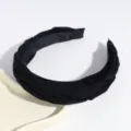 Black braided fabric headband, simple velvet hair hoop for women autumn winter daily wear. - Black Solid Braided Style