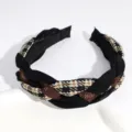Fashion braided fabric headband, black velvet and houndstooth hair accessory for women. - Black Twist Braid