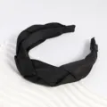 Black braided fabric headband, stylish twisted velvet hair hoop for women and girls daily wear. - Black Wide Style
